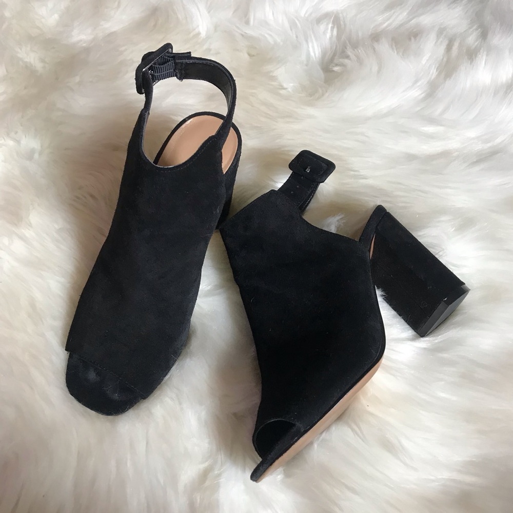 Banana Republic Black Suede Open Toe Heels